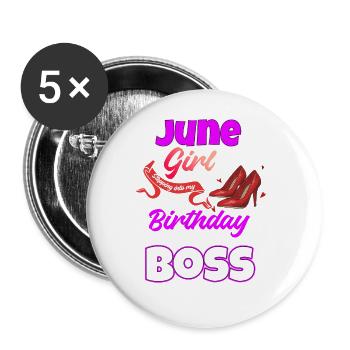 Juni Geburtstag Lustiges Geschenk - Buttons groß 56 mm (5er Pack) - Weiß - Vorne