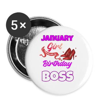 Januar Geburtstag Lustiges Geschenk - Buttons groß 56 mm (5er Pack) - Weiß - Vorne