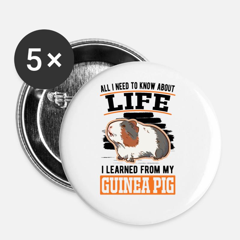 Guinea Pig Gift Guinea Pig Guinea Pig - Buttons large 2.2''/56 mm (5-pack) - white