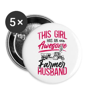 Agriculteur Agriculteur Mari Tracteur - Lot de 5 grands badges (56 mm) - blanc - Devant