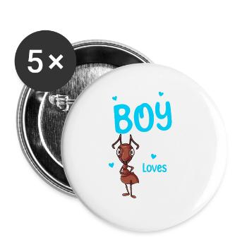 Juste un garçon qui aime les fourmis - Lot de 5 grands badges (56 mm) - blanc - Devant