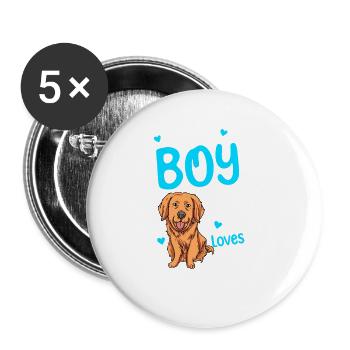 Only A Boy Who Loves Golden Retriever - Buttons large 2.2''/56 mm (5-pack) - white - Front