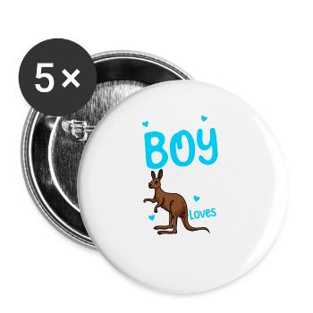 Just A Boy Who Loves Kangaroos - Buttons large 2.2''/56 mm (5-pack) - white - Front
