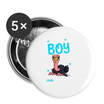 Nur Ein Junge, Der Strauße Liebt - Buttons groß 56 mm (5er Pack) - Weiß - Vorne