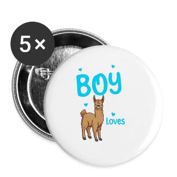 Seulement un garçon qui aime les lamas - Lot de 5 grands badges (56 mm) - blanc - Devant