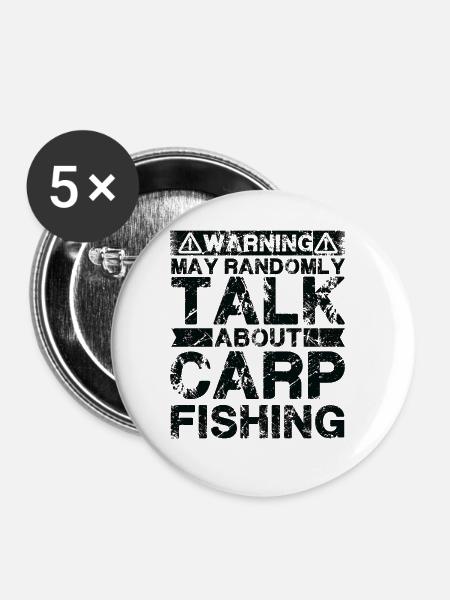 Angeln - Karpfenfisch - Buttons groß 56 mm (5er Pack) - Weiß
