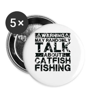 Pêche - Poisson-chat - Lot de 5 grands badges (56 mm) - blanc - Devant