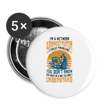 Résoudre les problèmes It-support Administrateur réseau - Lot de 5 grands badges (56 mm) - blanc - Devant