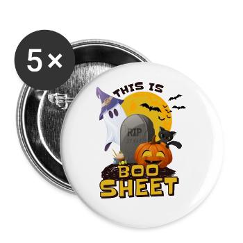 Halloween This is Boo Sheet Ghost Cemetery - Buttons large 2.2''/56 mm (5-pack) - white - Front