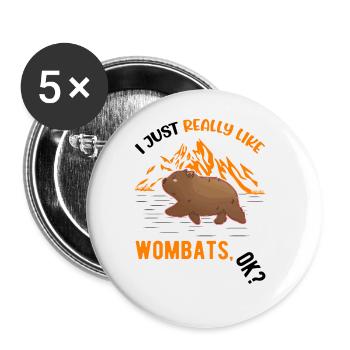 J’aime vraiment Wombats - Lot de 5 grands badges (56 mm) - blanc - Devant
