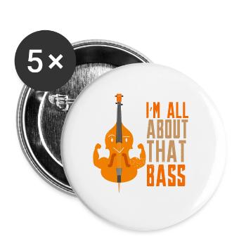 Je vais à propos de cette basse drôles d’instruments de musique - Lot de 5 grands badges (56 mm) - blanc - Devant