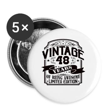 Vintage 48 Years of Being Awesome 48 Geburtstag - Buttons groß 56 mm (5er Pack) - Weiß - Vorne