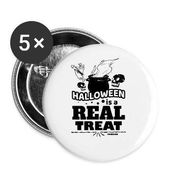 Halloween Trick or Treat - Buttons groß 56 mm (5er Pack) - Weiß - Vorne