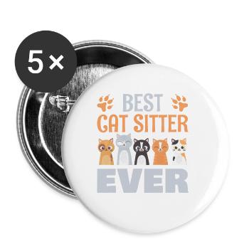 Best cat sitter ever for everyone - Buttons large 2.2''/56 mm (5-pack) - white - Front