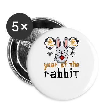 Chinesisches Hase Schriftzeichen Neujahr - Buttons groß 56 mm (5er Pack) - Weiß - Vorne