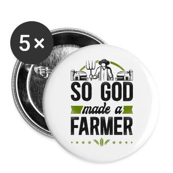 Farming Farmer Vintage So God Made - Buttons groß 56 mm (5er Pack) - Weiß - Vorne