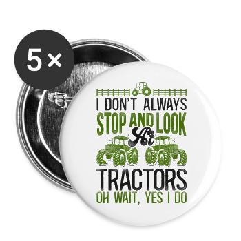 Farming Farmer Tractor Vintage I - Buttons large 2.2''/56 mm (5-pack) - white - Front