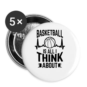 Battement de cœur de basketball - Lot de 5 grands badges (56 mm) - blanc - Devant
