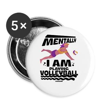 Volley-ball - Lot de 5 grands badges (56 mm) - blanc - Devant