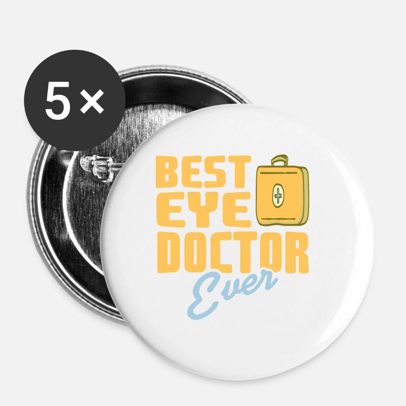 Best Eye Doctor Ever Awesome Retro Optician - Buttons large 2.2''/56 mm (5-pack) - white