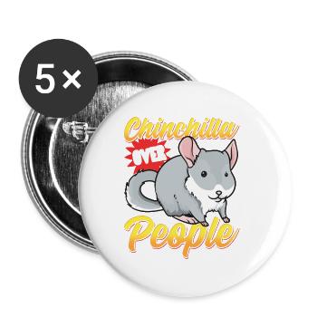 Chinchilla À propos des gens - Lot de 5 grands badges (56 mm) - blanc - Devant