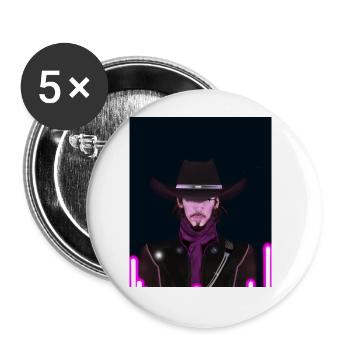Goth Synthwave Outrun Goth Cowboy - Buttons large 2.2''/56 mm (5-pack) - white - Front