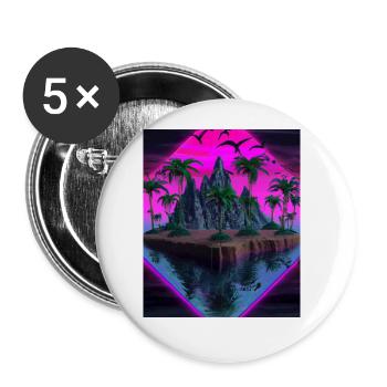 Vaporwave Esthétique Tropical Island Palm Mountains - Lot de 5 grands badges (56 mm) - blanc - Devant