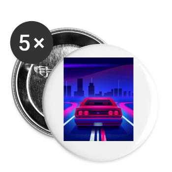 Vaporwave Esthétique Vintage Highway - Lot de 5 grands badges (56 mm) - blanc - Devant