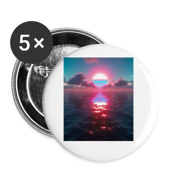 Vaporwave Aesthetic Sunset Sea - Buttons large 2.2''/56 mm (5-pack) - white - Front