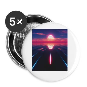 Vaporwave Esthétique Sunset Sea - Lot de 5 grands badges (56 mm) - blanc - Devant