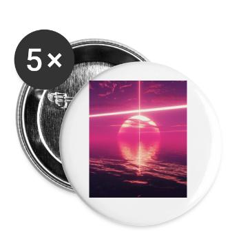 Vaporwave Aesthetic Sunset Sea - Buttons large 2.2''/56 mm (5-pack) - white - Front