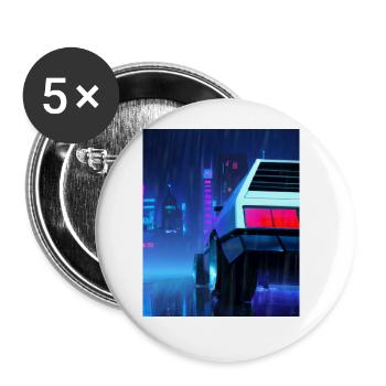 Vaporwave Esthétique Auto Night Rain - Lot de 5 grands badges (56 mm) - blanc - Devant