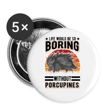 Porc-épic Cadeau Porc-épic - Lot de 5 grands badges (56 mm) - blanc - Devant