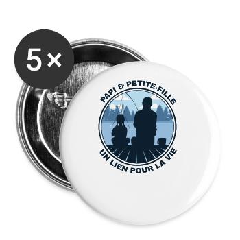 Opa Enkelin Ein Link Fürs Leben - Buttons groß 56 mm (5er Pack) - Weiß - Vorne