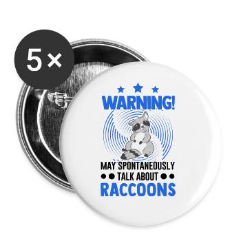 Warning Raccoon Raccoon - Buttons large 2.2''/56 mm (5-pack) - white - Front