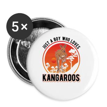 Australian Kangaroo Young Kangaroo - Buttons large 2.2''/56 mm (5-pack) - white - Front