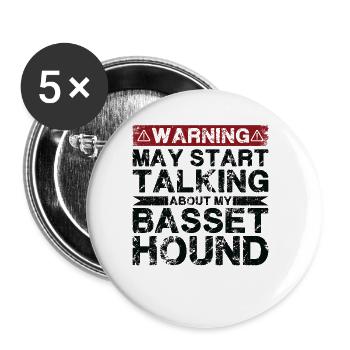 Talk about Basset Hound - Buttons large 2.2''/56 mm (5-pack) - white - Front