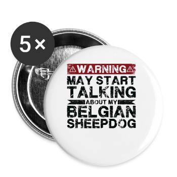 Apropos Belgischer Schäferhund - Buttons groß 56 mm (5er Pack) - Weiß - Vorne