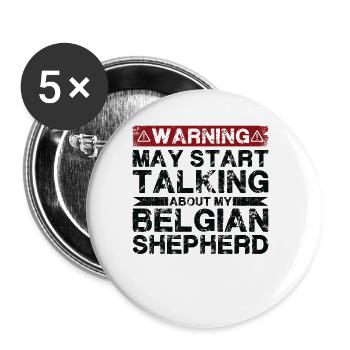 Apropos Belgischer Schäferhund - Buttons groß 56 mm (5er Pack) - Weiß - Vorne