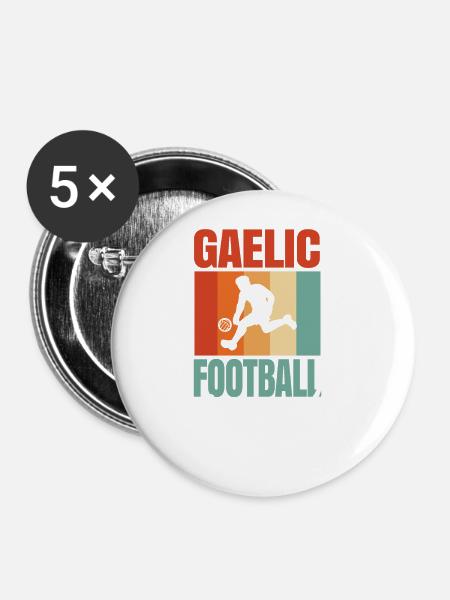 Gälischer Fußballkader - Buttons groß 56 mm (5er Pack) - Weiß