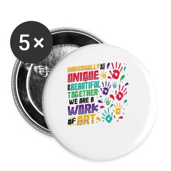 Together we are a work of art, preschool teacher - Buttons large 2.2''/56 mm (5-pack) - white - Front
