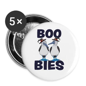 BOO BIES Lustiger Tölpel Vogel Halloween Kostüm - Buttons groß 56 mm (5er Pack) - Weiß - Vorne