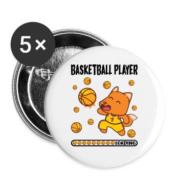 Basketball Player Loading Basketballer Fox Playing - Buttons large 2.2''/56 mm (5-pack) - white - Front