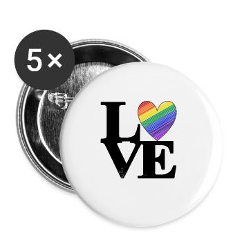 Love Colorful Heart Tolerance LGBT - Buttons large 2.2''/56 mm (5-pack) - white - Front