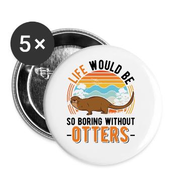 Otter Cadeau Loutre de mer - Lot de 5 grands badges (56 mm) - blanc - Devant