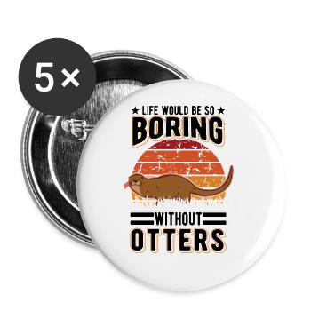 Otter Cadeau Loutre de mer - Lot de 5 grands badges (56 mm) - blanc - Devant