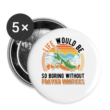 Praying Mantis Gift Mantis Mantis Mantis Fangschrecke - Buttons large 2.2''/56 mm (5-pack) - white - Front