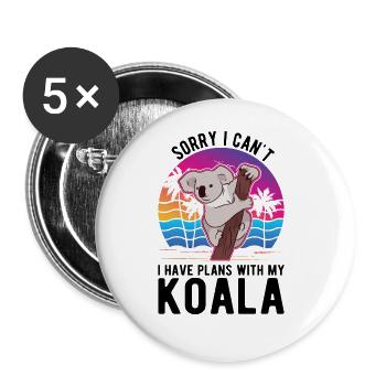 Koala Koalabär Liebhaber - Buttons groß 56 mm (5er Pack) - Weiß - Vorne