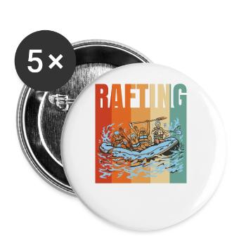 Rafting Aviron Cadeau - Lot de 5 grands badges (56 mm) - blanc - Devant