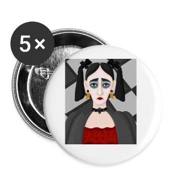 Kubismus Kunst Porträt Eines Goth Mädchens In - Buttons groß 56 mm (5er Pack) - Weiß - Vorne